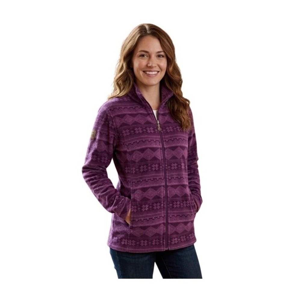 Vintage Woolrich Purple Fair Isle Print Fleece Jacket L